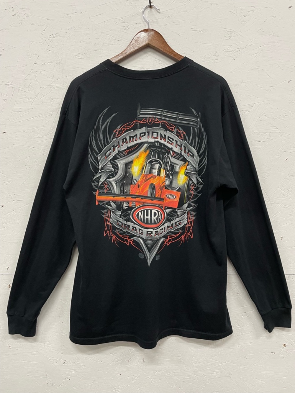 Vintage Y2K NHRA Drag Racing Championship Long-Sleeve Tee, Size XL, Flames